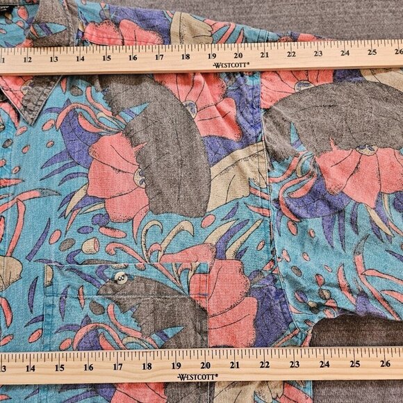 Revenge Shirtmakers Shirt Mens L 100% Cotton Allover Floral Tropical Print VTG - Picture 3 of 11